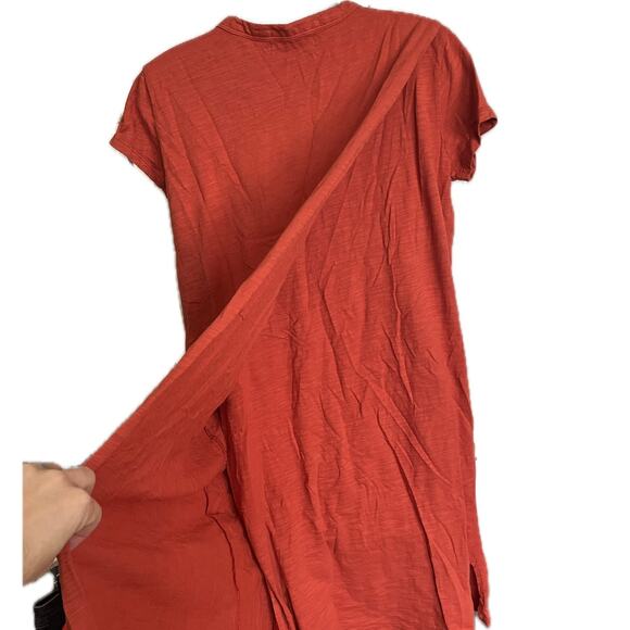 Mododoc burnout faux wrap drape tee shirt mini dress burnt orange Small NWOT - Picture 4 of 7
